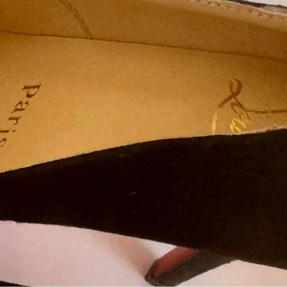 Christian Louboutin EU 36 Black Suede Peep-Toe Heels Like New with5” heel
